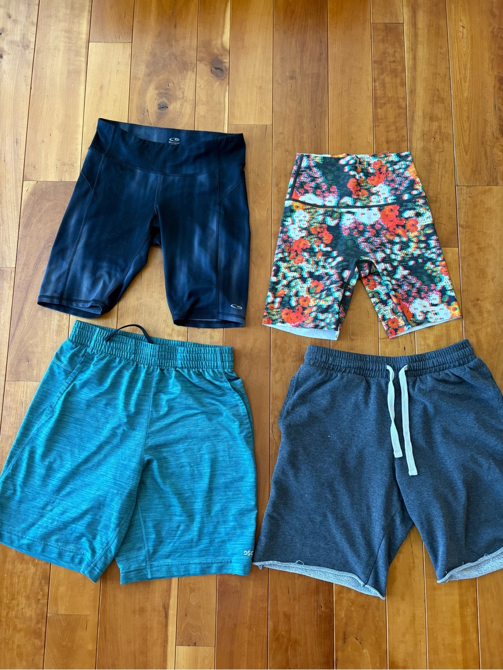 DSG Multi-Pack Active Shorts — Black, Teal, Floral, Charcoal